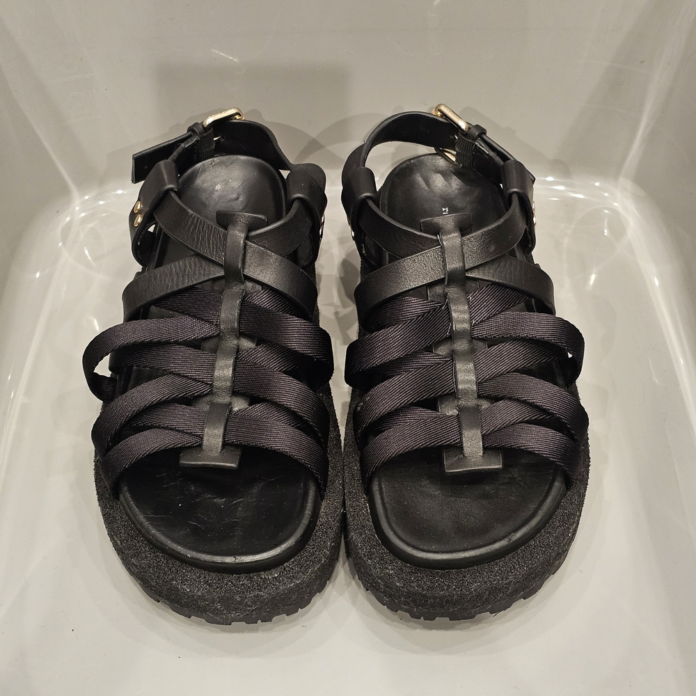 RAG & BONE Black Leather & Nylon Sandals